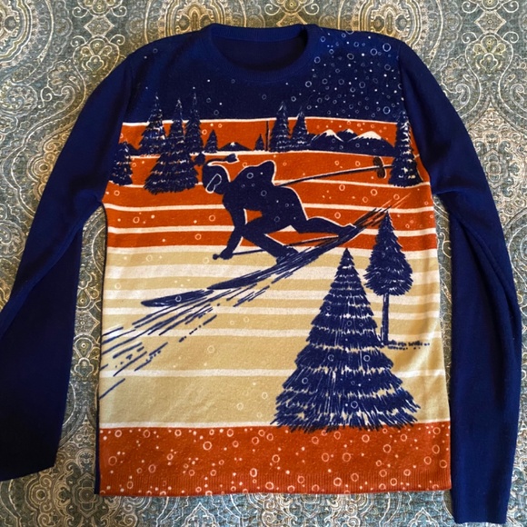 Vintage 60s/70s Novelty Skier Sweater, Size Medium - Picture 7 of 7
